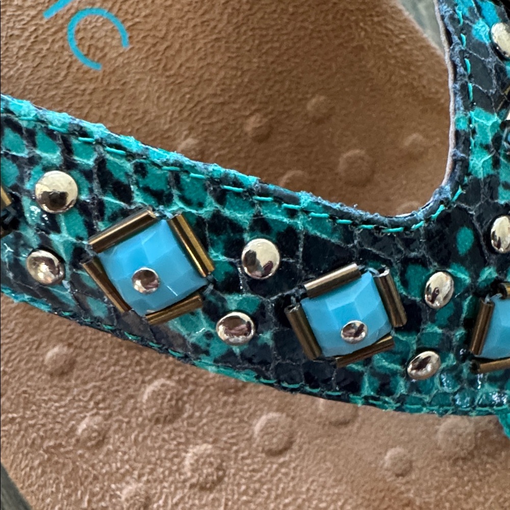 Vionic Rest Floriana 340 Mint Turquoise Beaded Orthopedic Sandals Shoes Size 9 - Picture 7 of 10